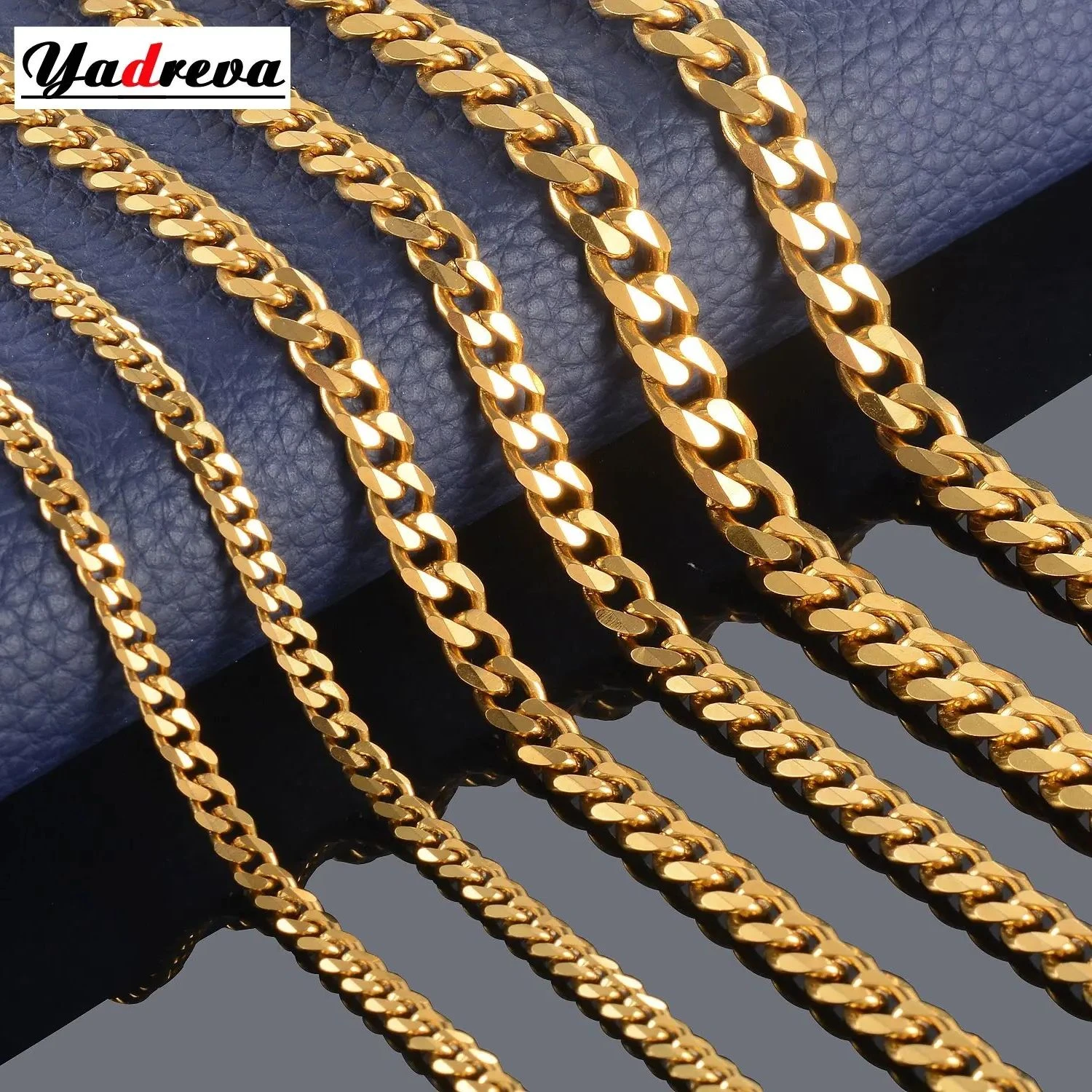 High Quality Width 3.5mm/ 5mm/7mm Stainless Steel Gold Cuban Chain Waterproof  Men woman Curb Link Necklace Various Sizes