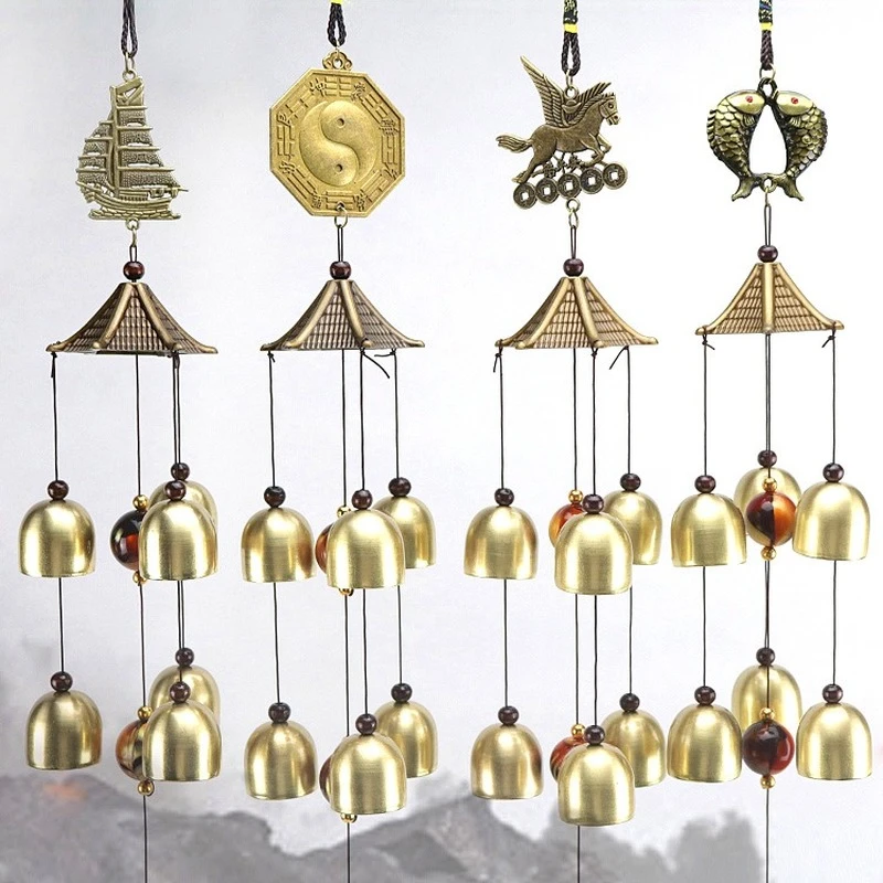 Wind Chimes 6 Copper Bells Outdoor Yard Garden Antique Bronze Windchimes Crafts Hanging Kids Room Home Decor Decoration Wall