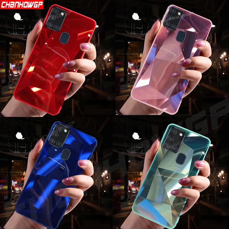 3D Diamond Mirror Case For Samsung Galaxy A31 A21S A51 A71 A01 A41 A11 A50 A70 A30 A20 A10 A40 M31 M21 A12 A32 A42 S20 FE Ultra