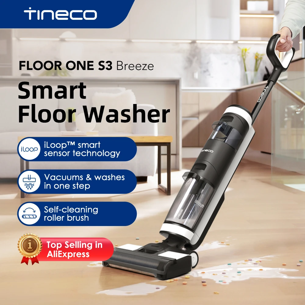 Tineco Floor One S3 Cordless Wireless Wet Dry Vacuum Cleaner Multi-Surface Smart Wireless Floor Washer Handheld Household APP