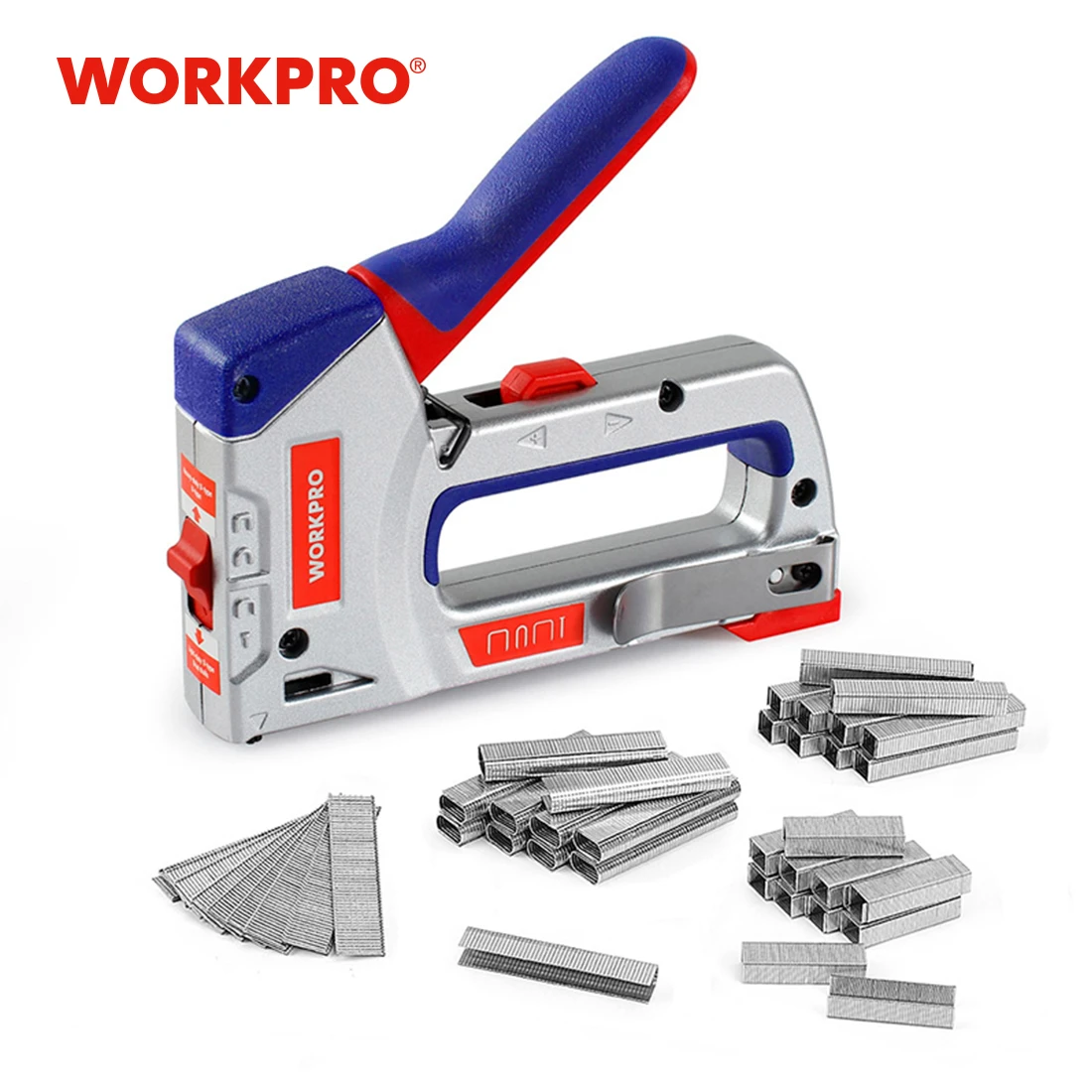 WORKPRO 3 IN 1 Heavy Duty Staple Gun for DIY Home Decoration Furniture Stapler Manual Nail Gun with 800 Staples Nailer