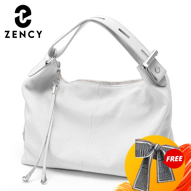 Zency 100% Genuine Leather OL Style Women Tote Bag Fashion Lady Shoulder Bags Classic Handbag Satchel Crossbody Messenger Purse