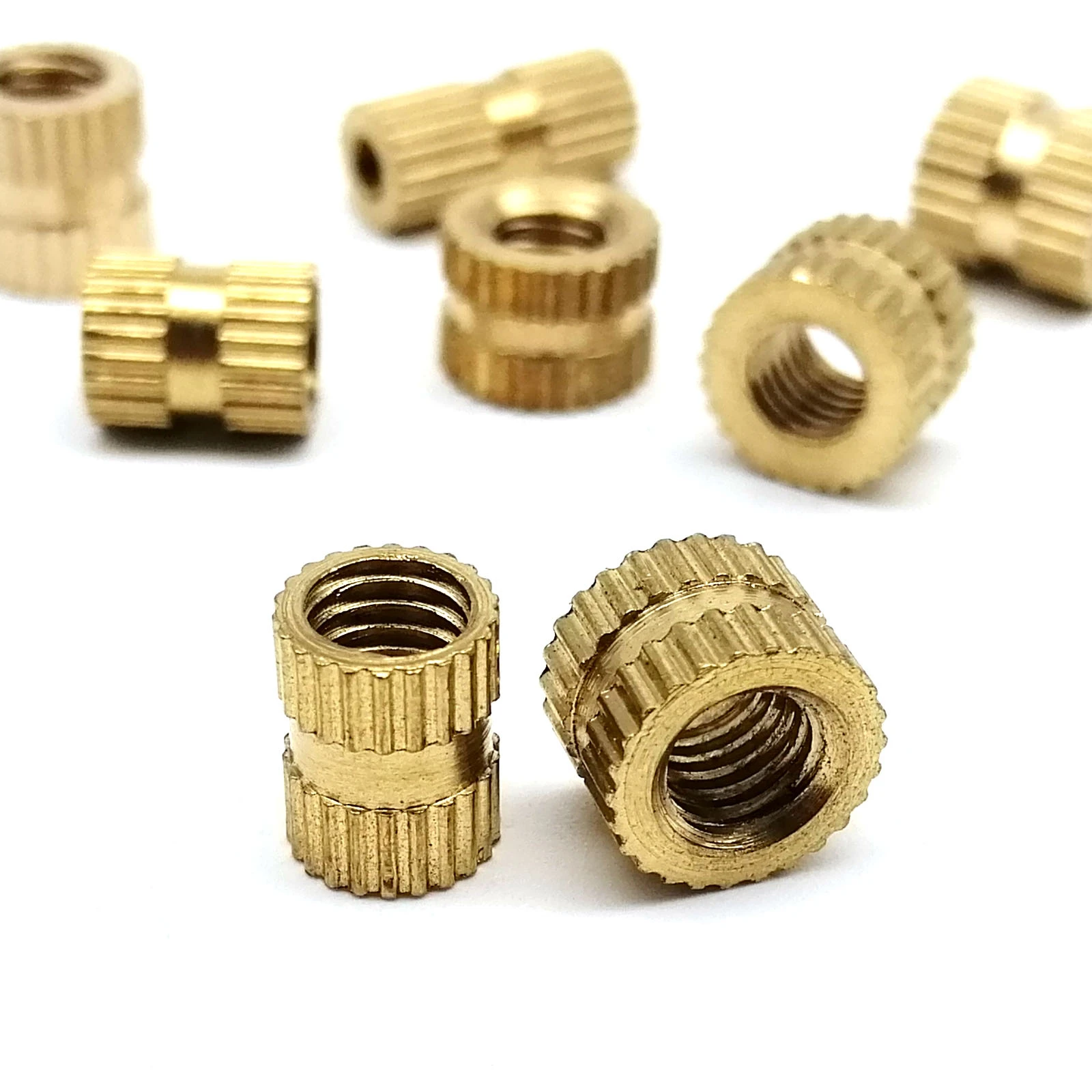 5/10/25pcs M2 M2.5 M3 M4 M5 M6 M8 M10 Solid Brass Copper Injection Molding Knurl Thread Insert Nut Nutsert Embedded Double Pass