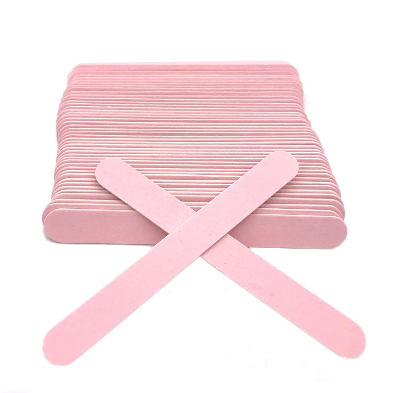 50pcs Thick Wood Nail Files Artificial Nail Tips File 240/240 Disposable Cuticle Remover Pink Nail Art Styling Tool Beauty Salon