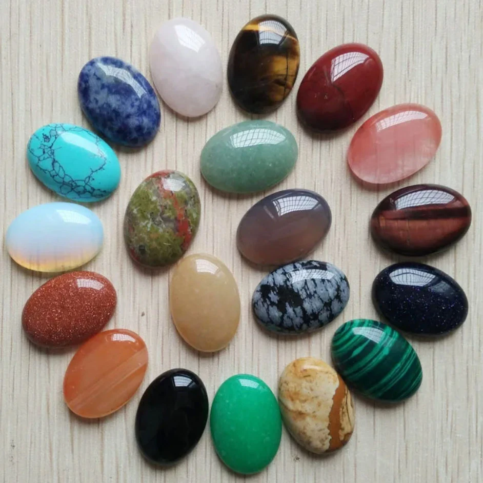 Free shipping 20pcs/lot Wholesale 18x25mm 2020 hot sell natural stone mixed Oval CAB CABOCHON teardrop beads for jewelry making