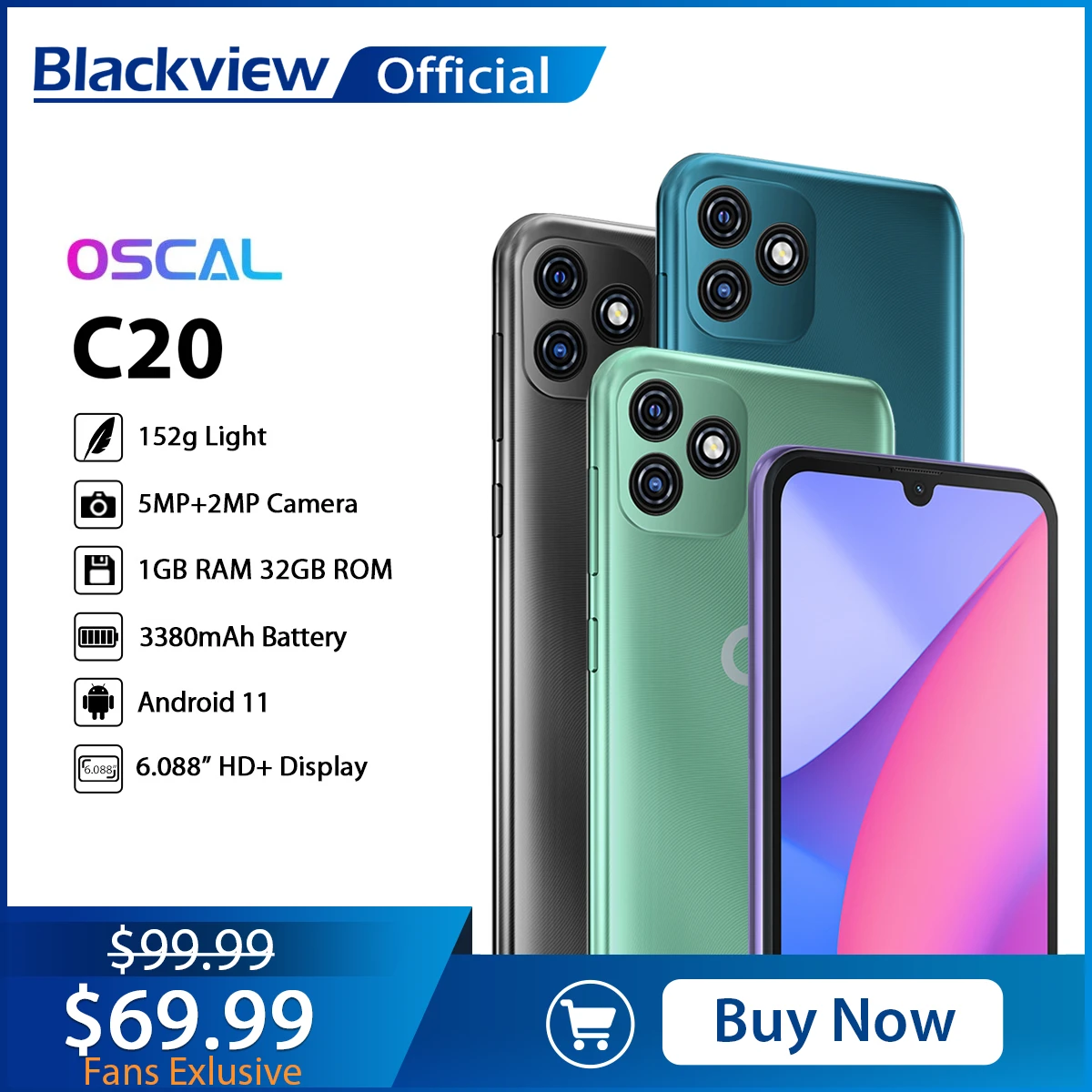 BLACKVIEW OSCAL C20 Smartphone 1GB+32GB 6.088