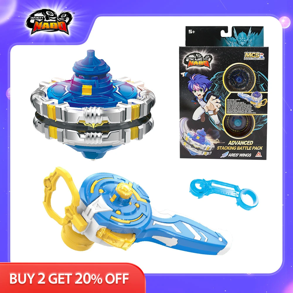 Infinity Nado 5 Advanced Stacking Battle Pack Dual Metal Rings Spinning Top Beyblade Toy With Magnetic Launcher Cartoon Kids Toy