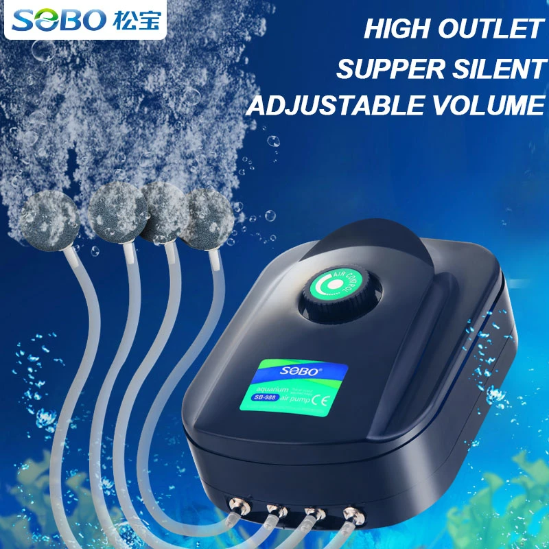 SOBO High Power 8w 12w Fish Tank Oxygen Air Pump Fish Aquarium Air Compressor Adjustable Air Flow Oxygen Pump For Fish