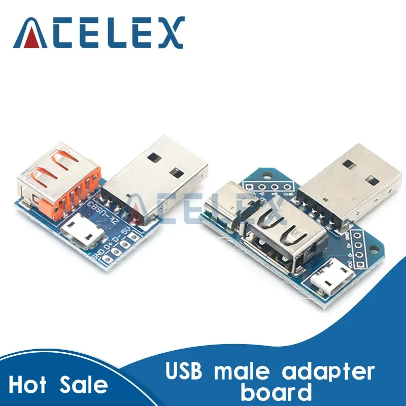 USB Head Switchboard Male USB Connector to Type-c Micro USB Female USB 2.54-4P transfer test board USB adapter plate XY-USB4