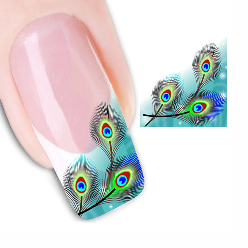 1sheets Sexy Products nails tips French Stickers Nail Art Feather Decals Wraps Decorations Manicure Styling Tools LAXF1317-1