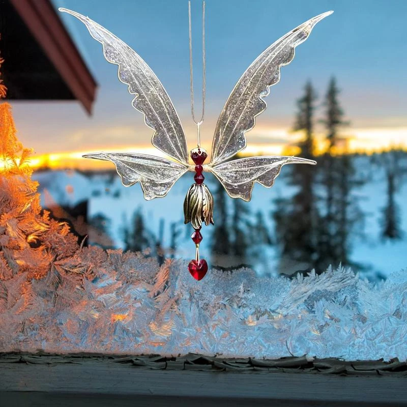 New Crystal Guardian Angel Wing Suncatcher Rainbow Maker Collection With Crystal Wind Chimes For Home Garden Hanging Decoration