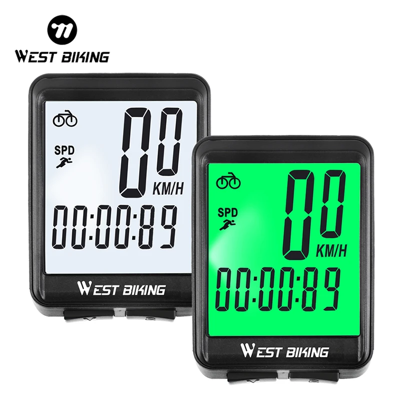 WEST BIKING Bicycle Computer MTB Road Wired Cycling Odometer Waterproof Backlight Bike Speedometer LED Rate Wireless Stopwatch