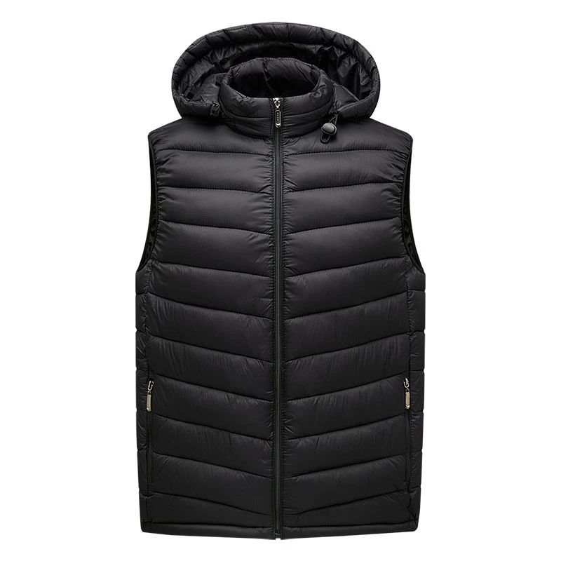 Crocodile brand Vest Men  Winter Sleeveless Jacket Men Down Vest Men's Warm Thick Hooded Coats Male  Work Waistcoat