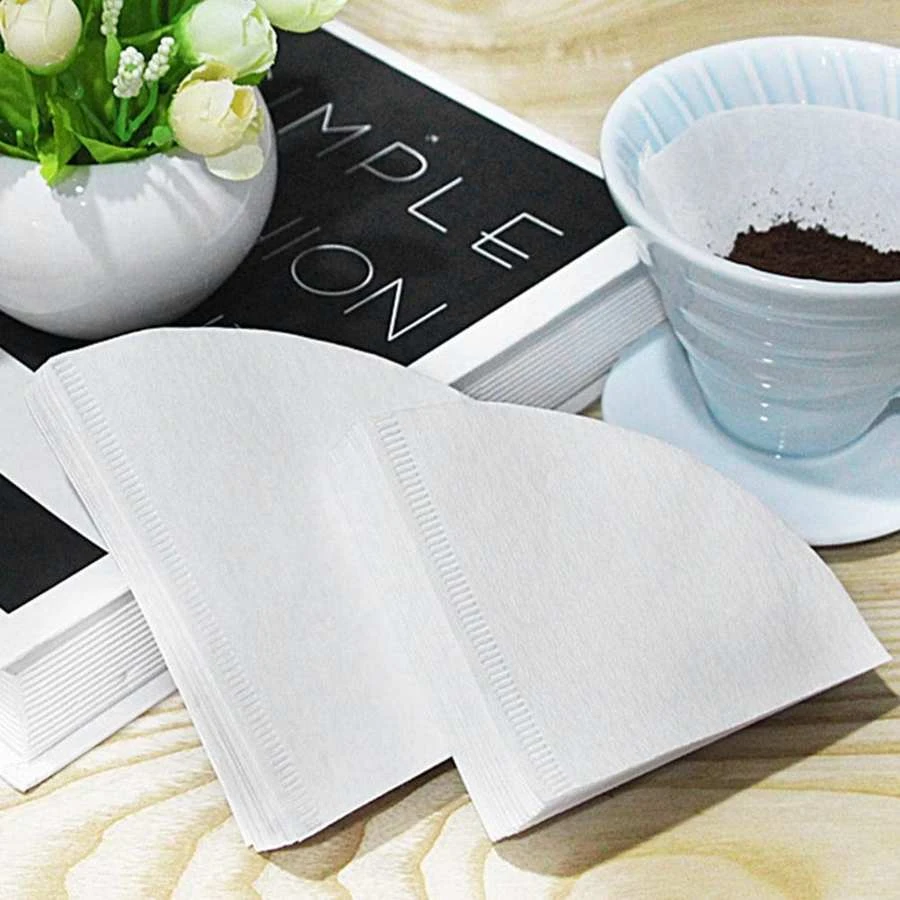 50Pcs White Coffee Filters Cone-Shape Drip Coffee Powder Filter Papers Coffee Cup Strainers Replacement Tea Coffee Filter