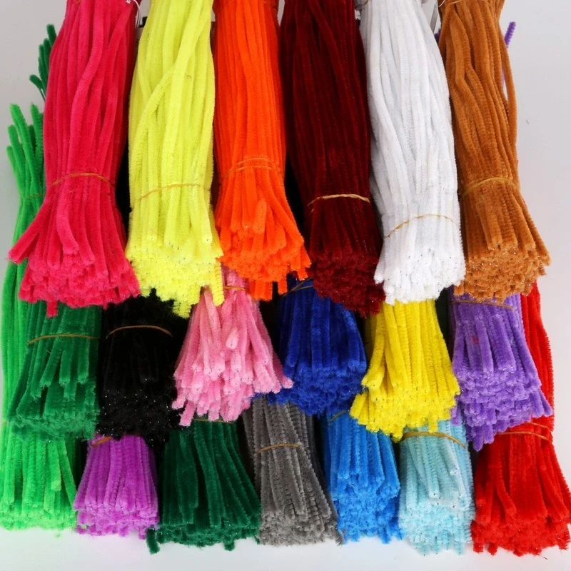 100pcs 30cm Chenille Stems Pipe Cleaners Kids Plush Educational Toy Colorful Pipe Cleaner Toys Handmade DIY Craft Supplies