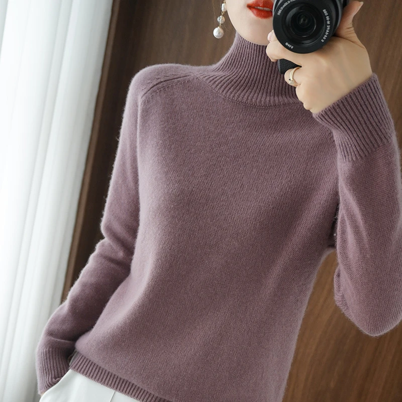 Women Turtleneck Sweaters Autumn Winter Long Sleeve Solid Knitted Jumpers Female Loose Thick Bottoming Pullovers Casual Sweaters