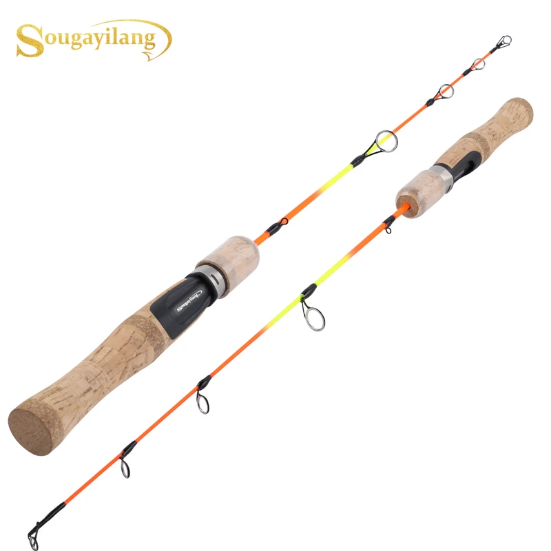 Sougayilang Outdoor Winter Shrimp Ice Fishing Rods Ultralight Portable Winter Fishing Rod EVA /wooden Handle Spinning Hard Rod
