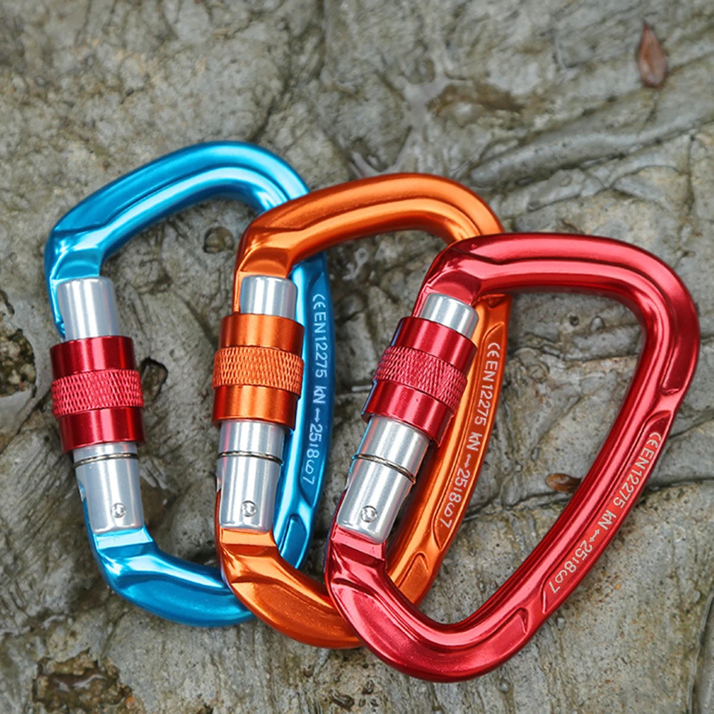 35KN Aviation Aluminum Alloy Carabiner Anti-skid Outdoor Camping Climbing Safety Clip Buckle Hook Survial Tool Outdoor Accessory