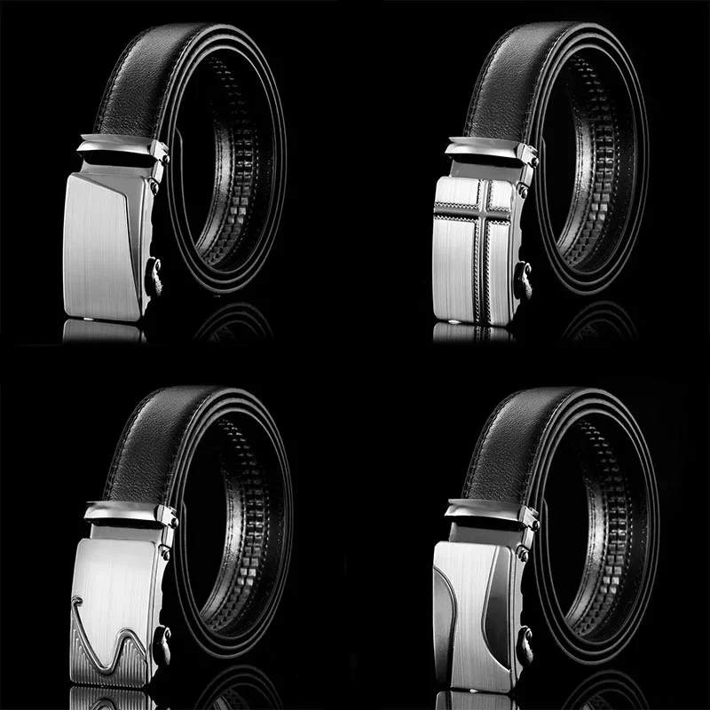 Mens Business Style Belt Black Pu Leather Strap Male Waistband Automatic Buckle Belts For Men Top Quality Girdle Belts For Jeans