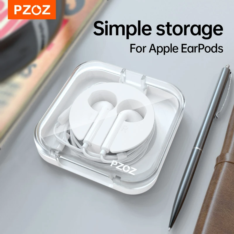 PZOZ Earphone Cases For Apple EarPods wired Earphone Headphone Headset Accessories Storage Carrying Hard Bag Box Case For EarPod