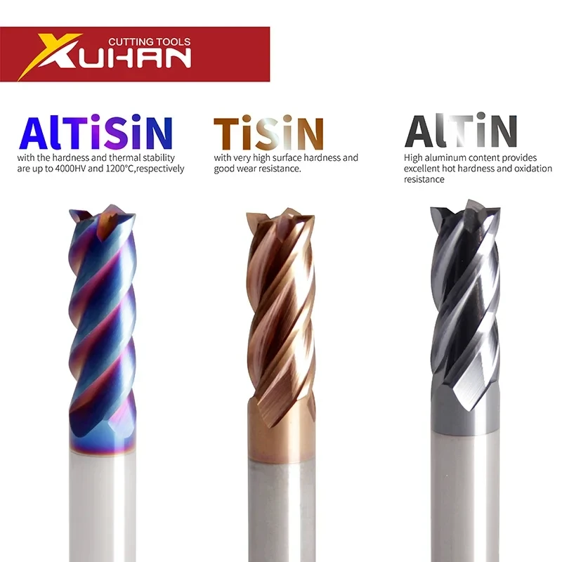 4 Flutes HRC55 Carbide end mill Milling Cutter Alloy Coating Tungsten Steel endmills cutting tool CNC maching Endmill