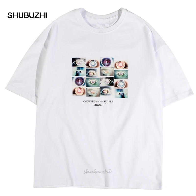 Streetwear Hip Hop T Shirt Eye Print Men Harajuku Tshirt Summer Short Sleeve T-Shirt Cotton White Tops Tees Street Wear New