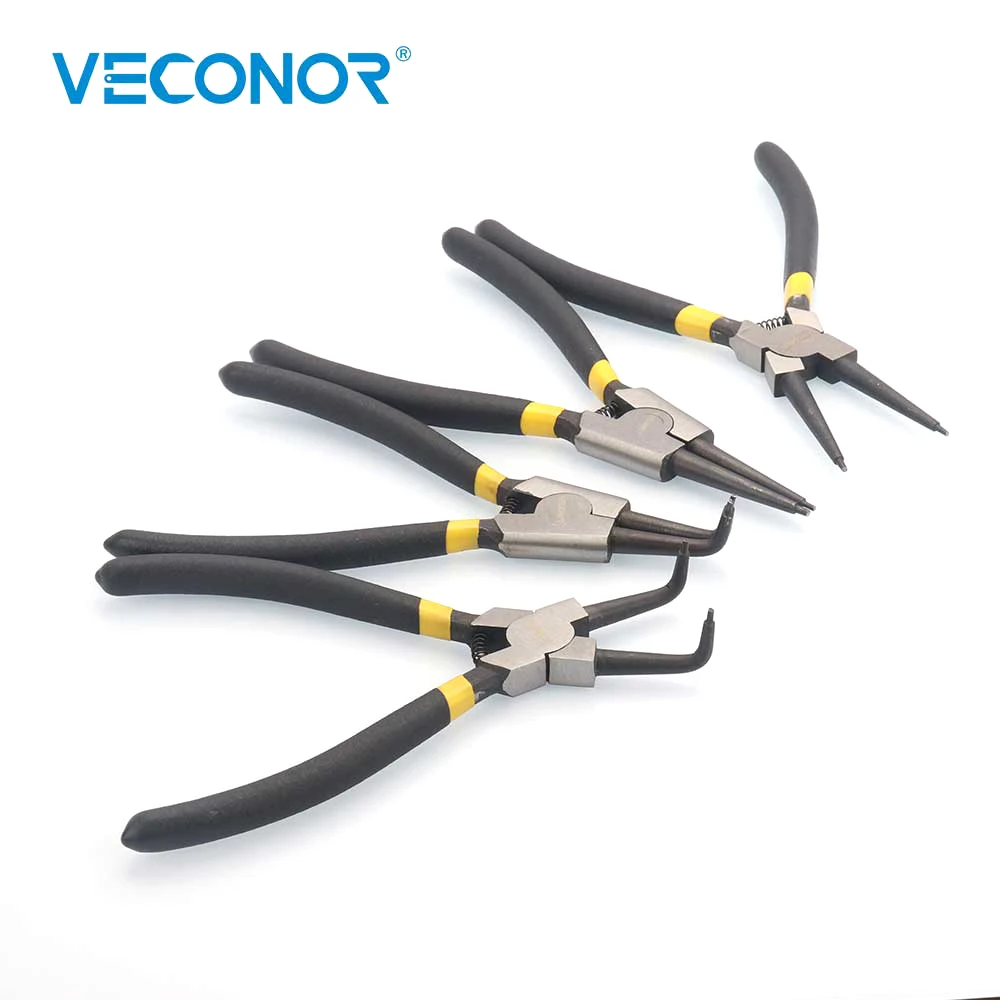 4PCS 7 Inch Circlip Pliers Internal External Curved Straight Tip Multifunctional Hand Tools
