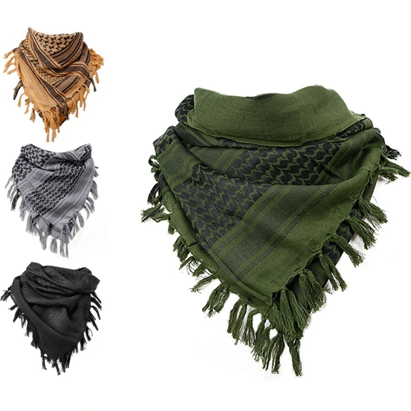 Outdoor Hiking Scarves Military Arab Tactical Desert Scarf Army Shemagh with Tassel for Men Women