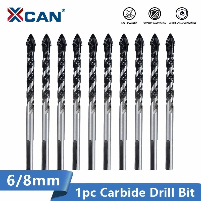 XCAN Tungsten Carbide Drill Bit 6mm 8mm for Porcelain Ceramic Tile,Concrete,Brick,Glass,Plastic Masonry and Wood Gun Drill Bit