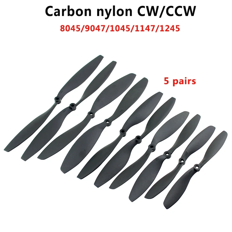 5Pairs 8045/9047/1045/1147/1245  Carbon Fiber Nylon Propeller CW/CCW Prop For RC Qudcopter UAV Drone VS APC Prop