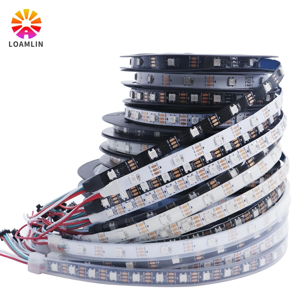 1m 2m 3m 4m 5m WS2812B WS2812 Led Strip,30/60/74/96/144Pixels/Leds/m Individually Addressable Smart WS2812 IC RGB Led Strip DC5V