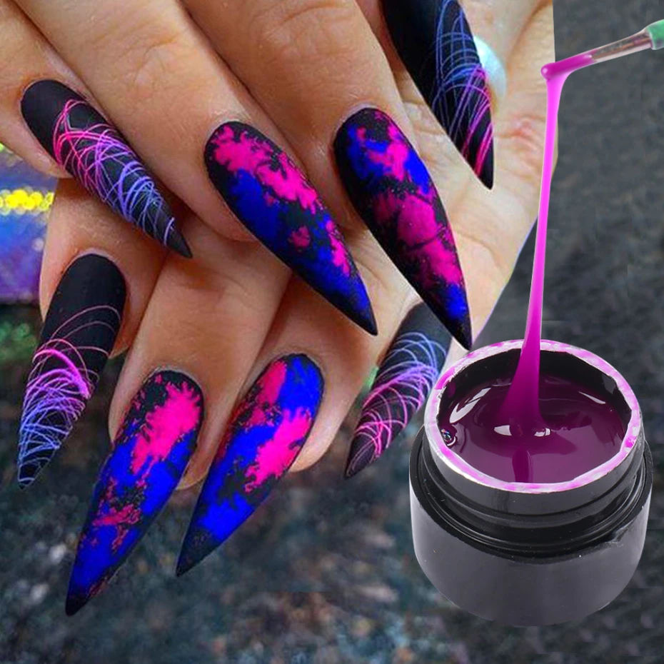 Nail Spider Gel Web Painting Drawing Gel Polish Nail Art Design Manicuring Creative Wire Point Line Luminous Lacquers LA1840