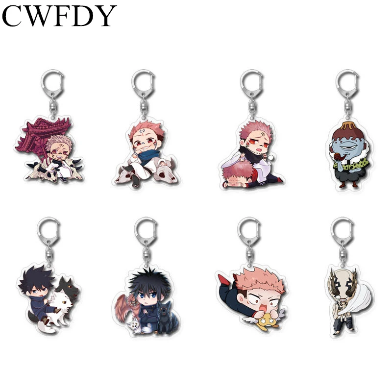 Jujutsu Kaisen Keychain Fushiguro Yuji Itadori Key Ring Anime Gojo Satoru Toge Megumi Cosplay Two-sided Acrylic Key Chain Props