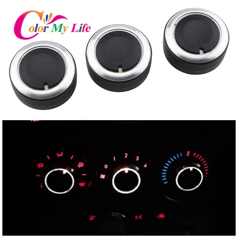 Color My Life 3Pcs Air Conditioning Knob AC Knob Heat Control Switch Button for Mazda 3 BL 2010 2011 2012 2013 Car Accessories