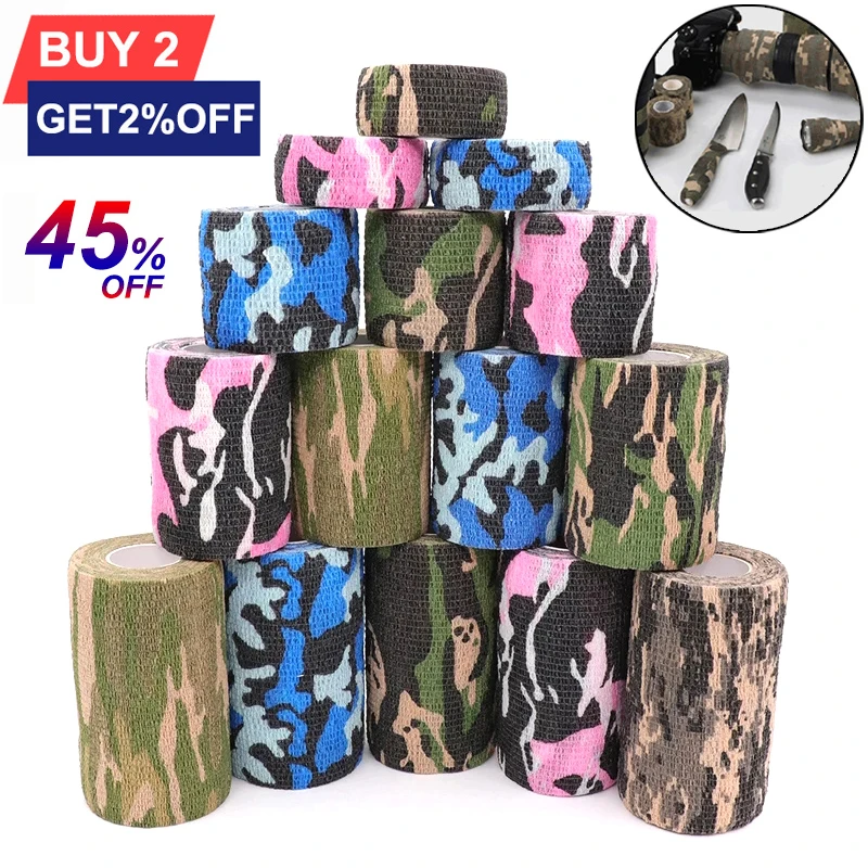 4.5m Camouflage Hunting Elastic Bandage Ankle Knee Finger Arm Support Self Adhesive Wrap Athletic Sports Protector Hunt Disguise