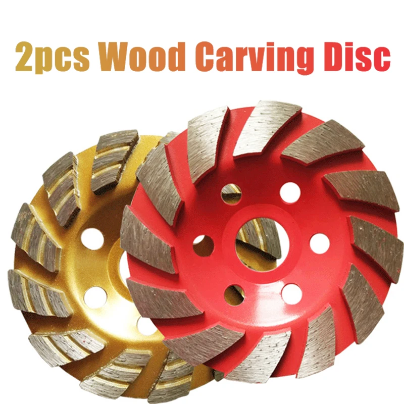 2pc Diamond Grinding Wood Carving Disc Wheel Disc Bowl Shape Grinding Cup Concrete Granite Stone Ceramic Cutting Disc Power Tool