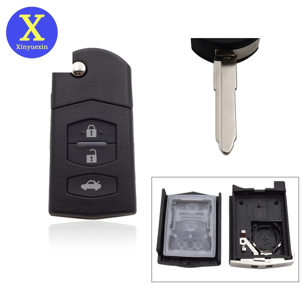 Xinyuexin Remote Key Fob Case Folding Flip Shell for mazda 3 5 6 m6 rx8 mx5 2 3 Buttons Car Key Shell Plastic Shell