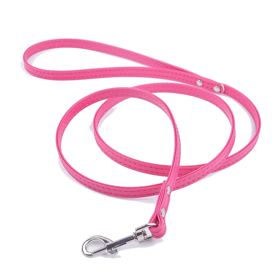 12Colors Pet Lead Leash For Dogs Cats Red Green Rose Pu Leather Walking Dog Leashes Size XS S M Dog Harness Supplies