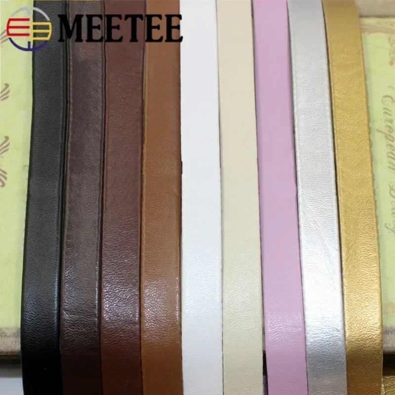 Meetee 5M 5-30mm PU Hemming Ribbon Leather Cords Soft Jewelry Decoration Rope DIY Bracelet Bags Clothes Edge Accessories RD006