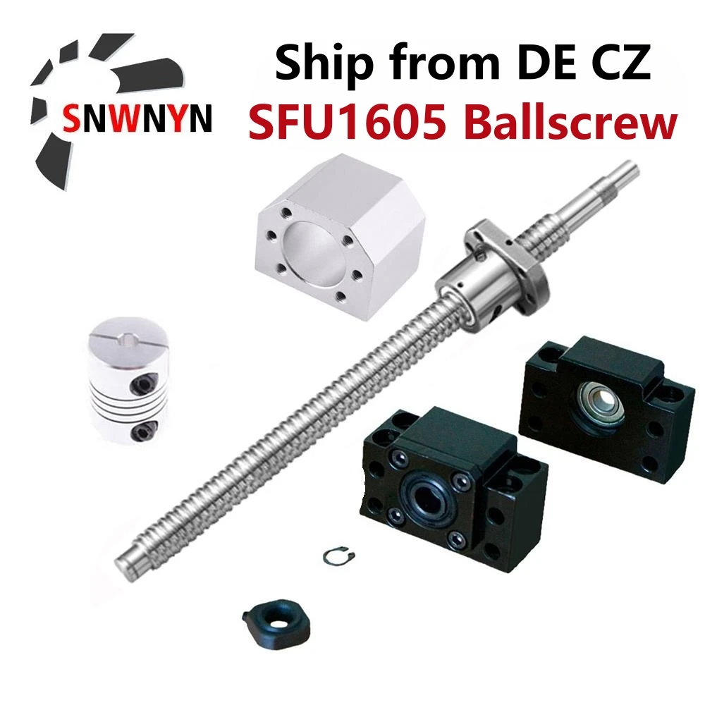 RM1605 Set SFU1605 Rolled Ball Screw C7 With End Machined+1605 Ball Nut + Nut Housing+BK/BF12 End Support +Coupler For CNC Parts