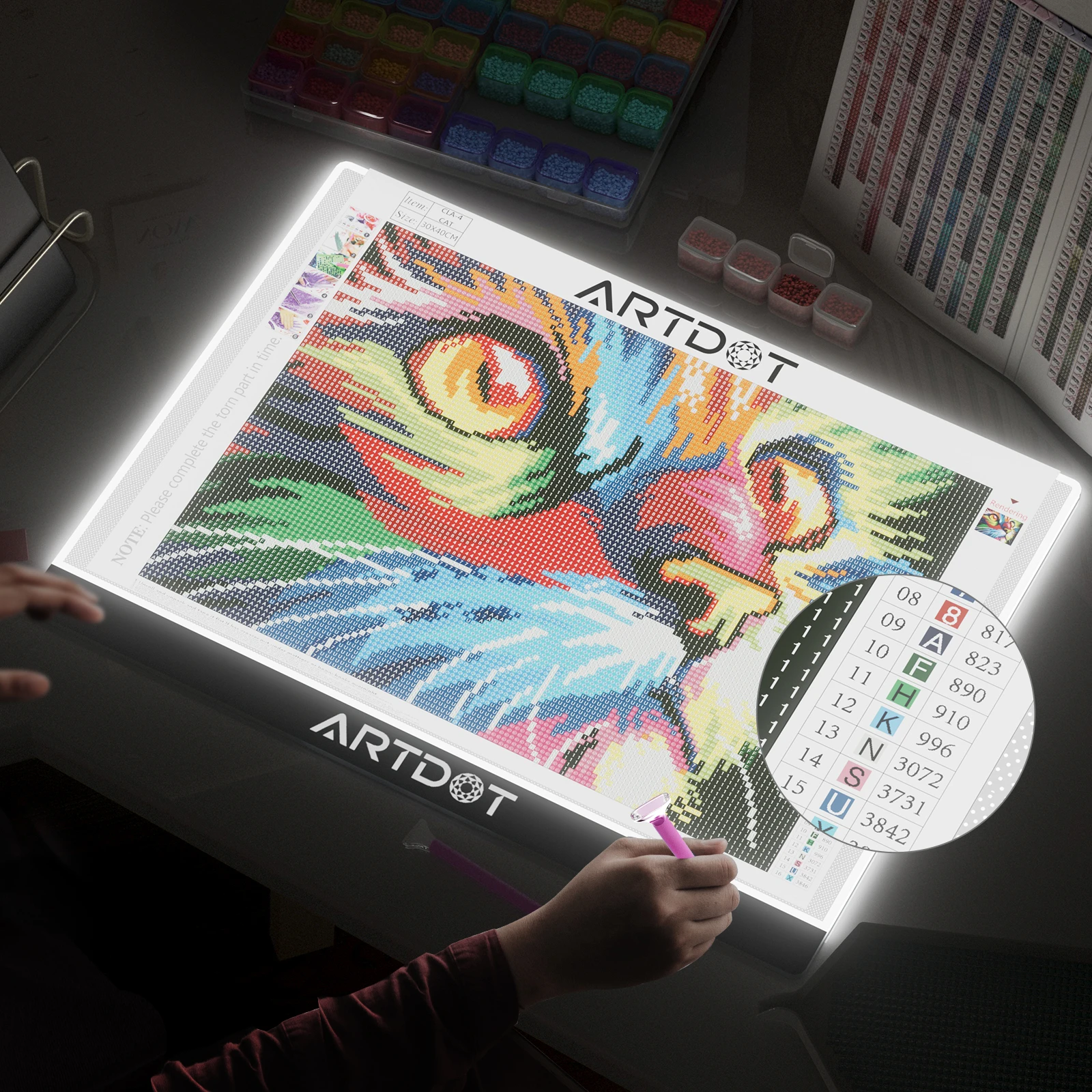 A5/A4/A3 Drawing Tablet Board USB Powered Dimmable LED Light Pad with Optional Stands for Drawing, Tracing, Diamond Painting