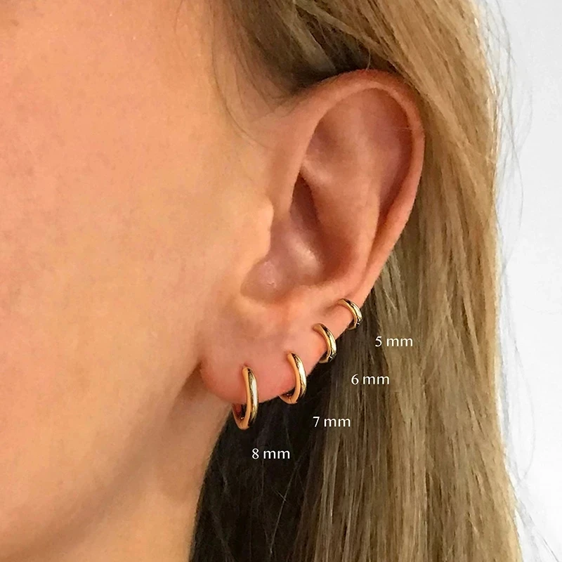 Aide 925 Sterling Silver Rose Gold Small Hoop Earrings For Women Girls Wedding Engagement Party Gift Smooth Ear Bone Buckle