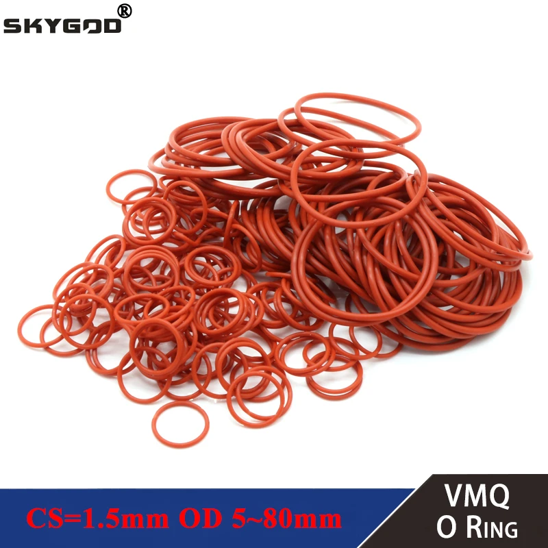 10/50pcs Red VMQ Silicone o Ring CS 1.5mm OD 5 ~ 40mm Food Grade Waterproof Washer Rubber Insulate Round O Shape Seal Gasket