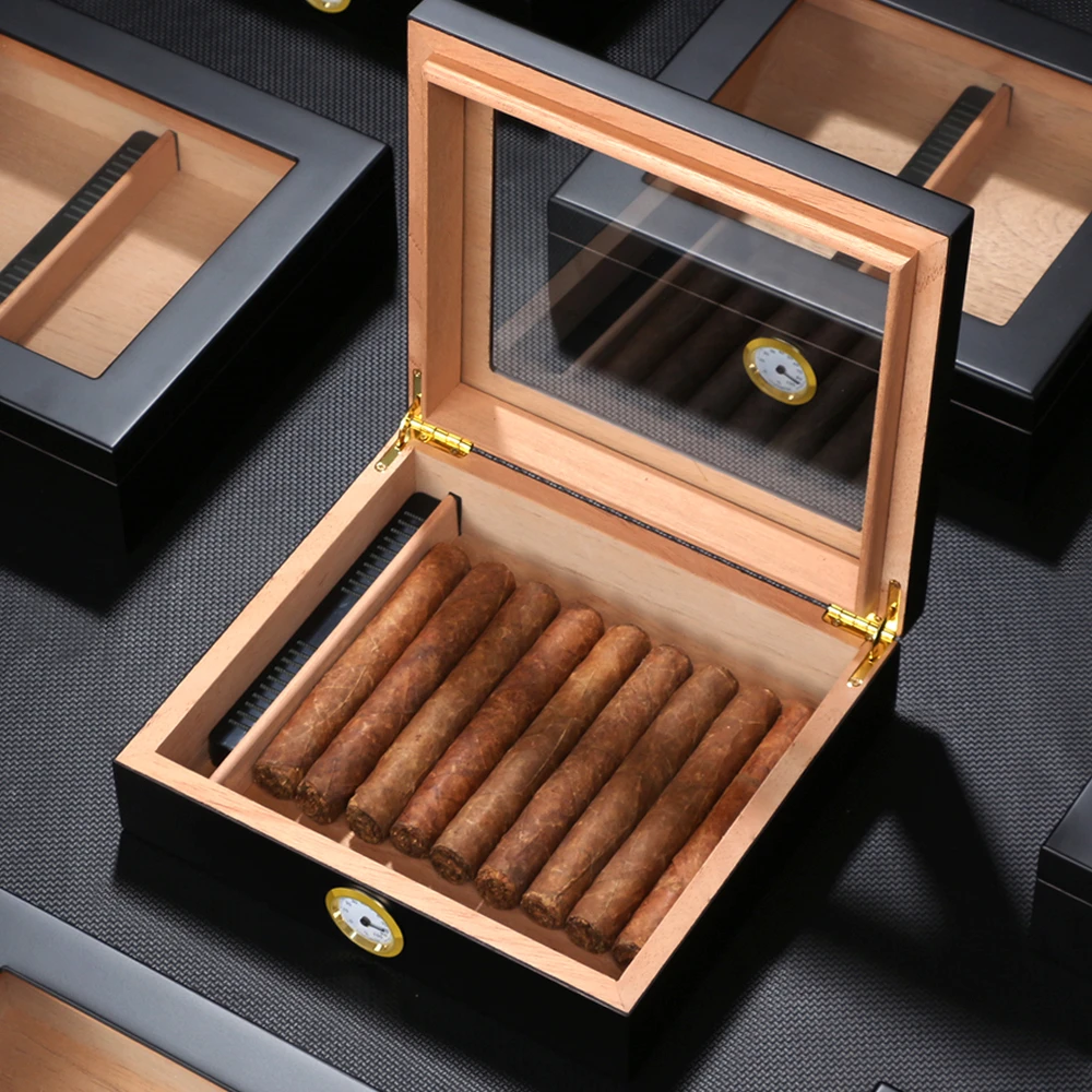 Cedar Wood Cigar Travel Humidor Box Portable Cigar Case W/ Humidifier Hygrometer Cigar Humidor Sigaren Box For COHIBA Cigars