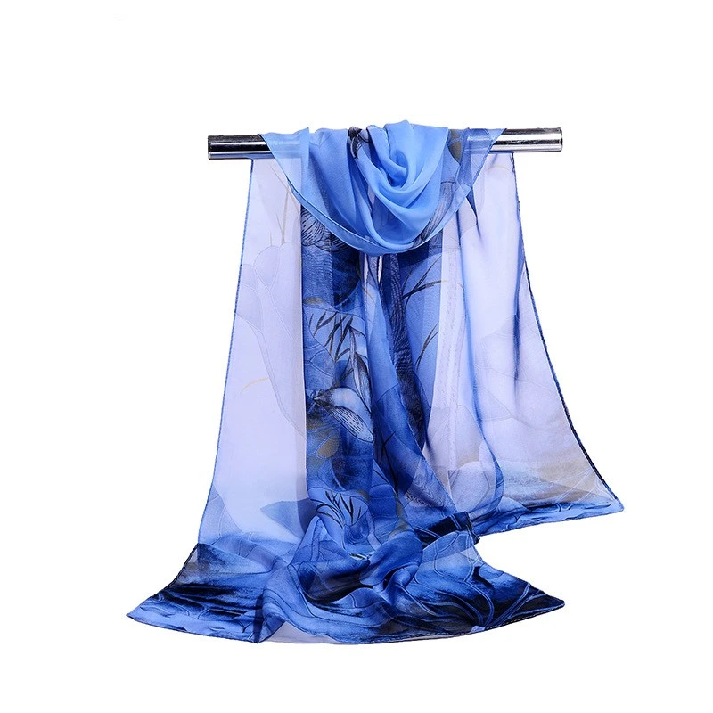 160*50cm Fashion print simulation silk chiffon striped scarf wild fashion shawl sunscreen Flower floral scarf scarves