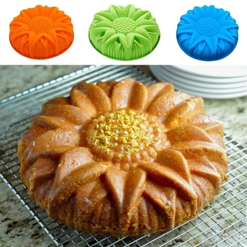 Big Sunflower Shape Silicone Cake Mold Dessert Molds Large Pastry Moulds Bakeware Mousse  Molds (color Random )