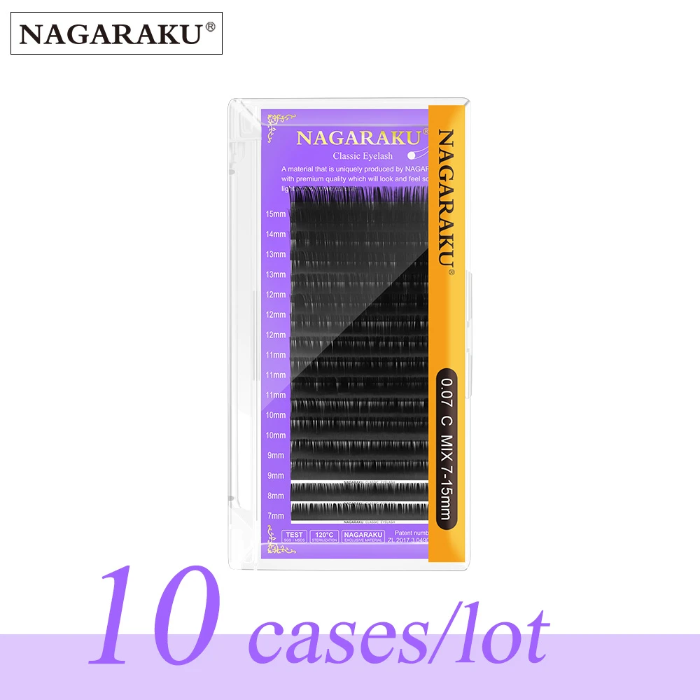 NAGARAKU 10 cases/lot  eyelash extension premium faux mink lashes individual eyelashes, soft and natural false eyelashes makeup