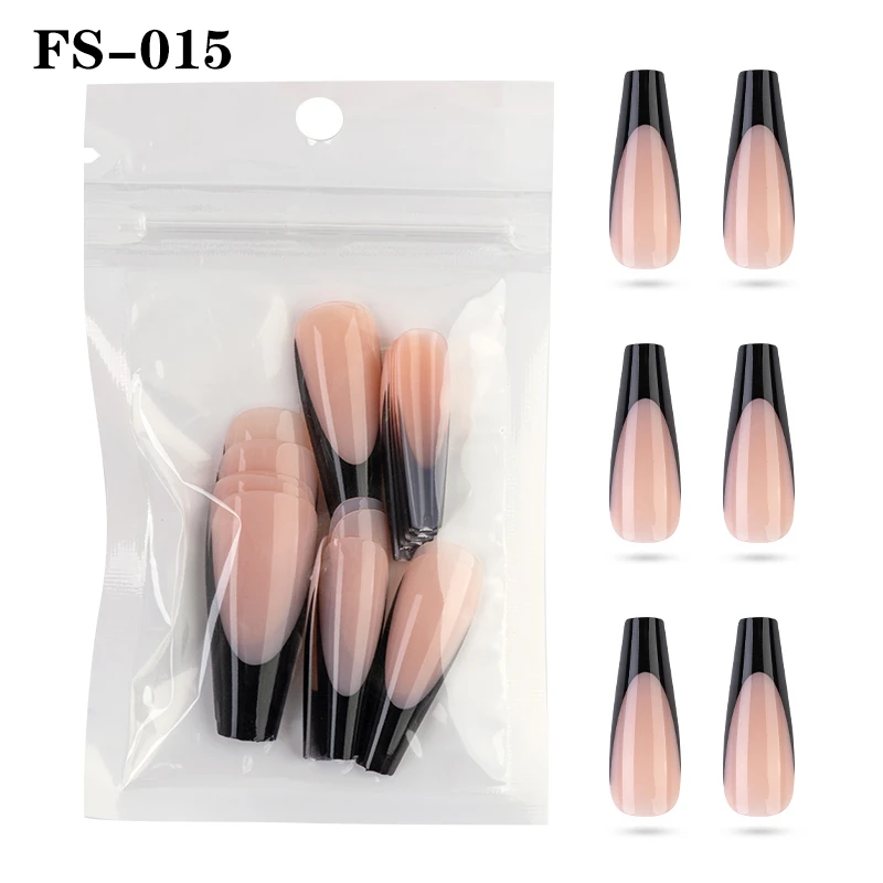 20pcs French Coffin Ballet Fake Nails UV Detachable Solid Color Nail Tip Extension Manicure Press on Fake False Nails Decoration