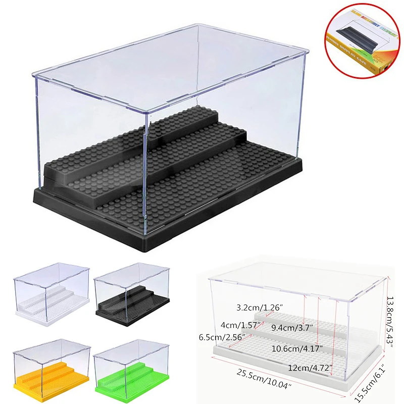 1pc 3 Steps Action Figures Display Box Dustproof ShowCase Base Compatible Building Blocks Acrylic Plastic Display Case Brick Toy