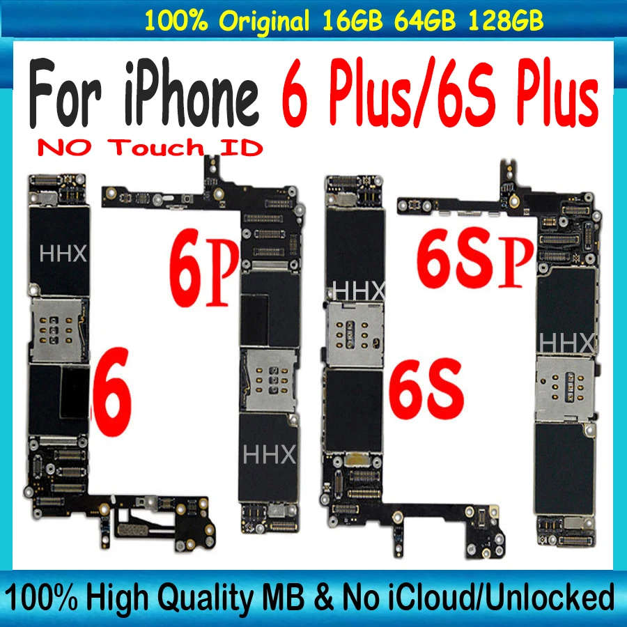 Free Shipping Original For iPhone 6S Plus & 6 Plus & 6 & 6S Motherboard 16G 32G 64G 128GB Free iCloud Unlocked Main Logic boards
